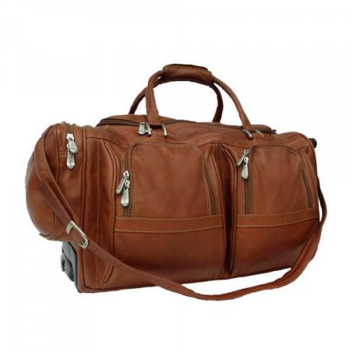 Piel Leather Duffel With Pockets On Wheels 3