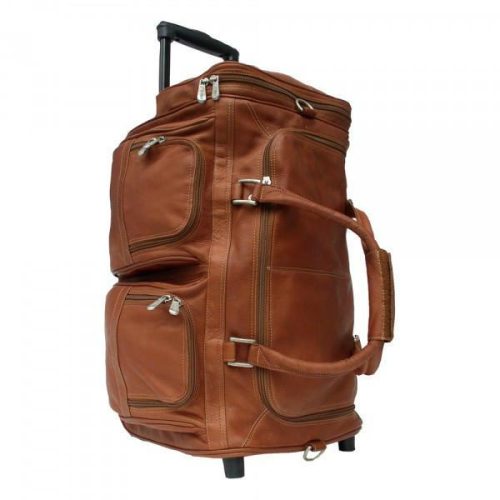 Piel Leather Duffel With Pockets On Wheels 4