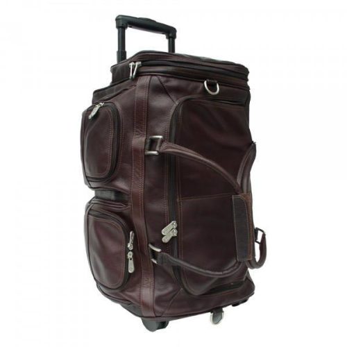 Piel Leather Duffel With Pockets On Wheels 6