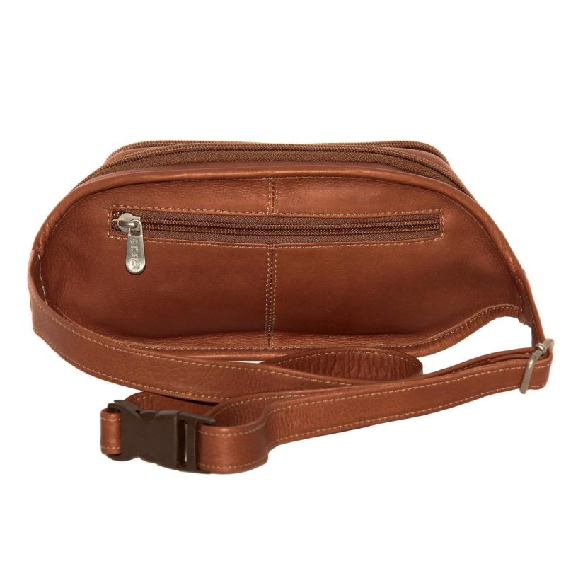 Piel Leather Multi Zip Oval Waist Bag 3