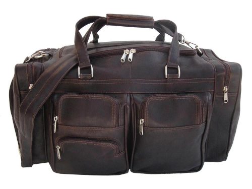 piel leather medium duffel with pockets 3