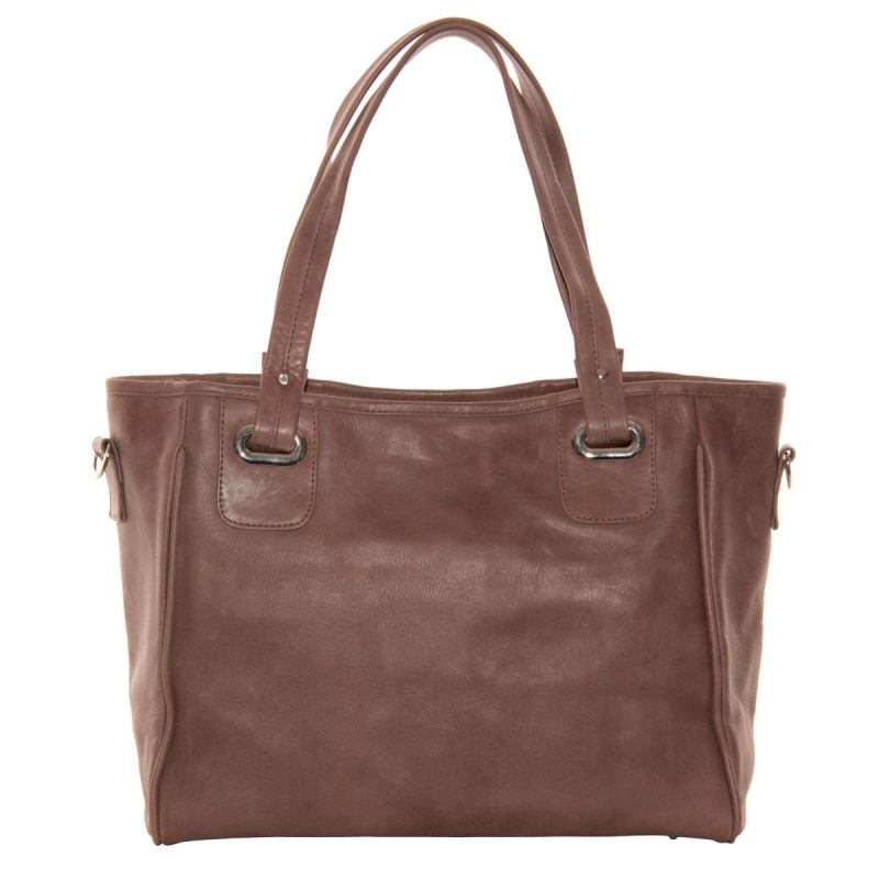 piel leather open tote bag 3